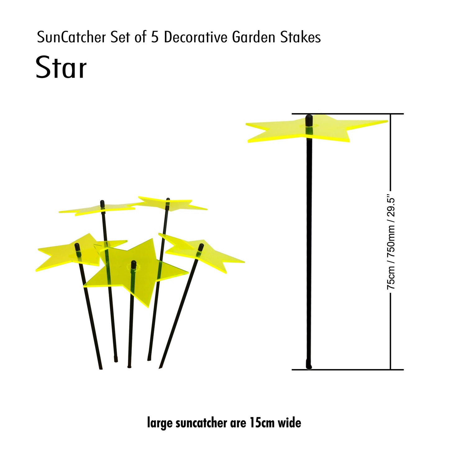 Large Garden Décor Ornaments Set of 5 'Shining Stars'