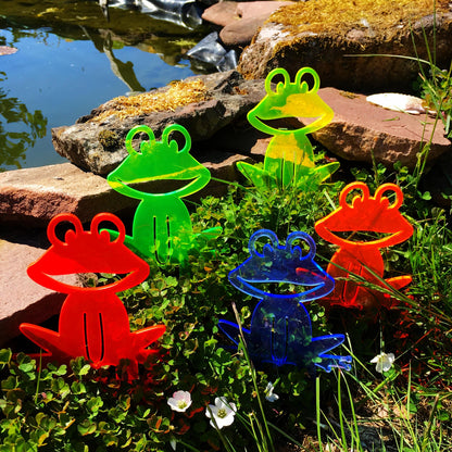 Garden Décor Ornament Stakes Set of 5 'Happy Frogs'