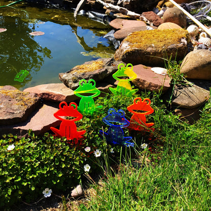 Garden Décor Ornament Stakes Set of 5 'Happy Frogs'