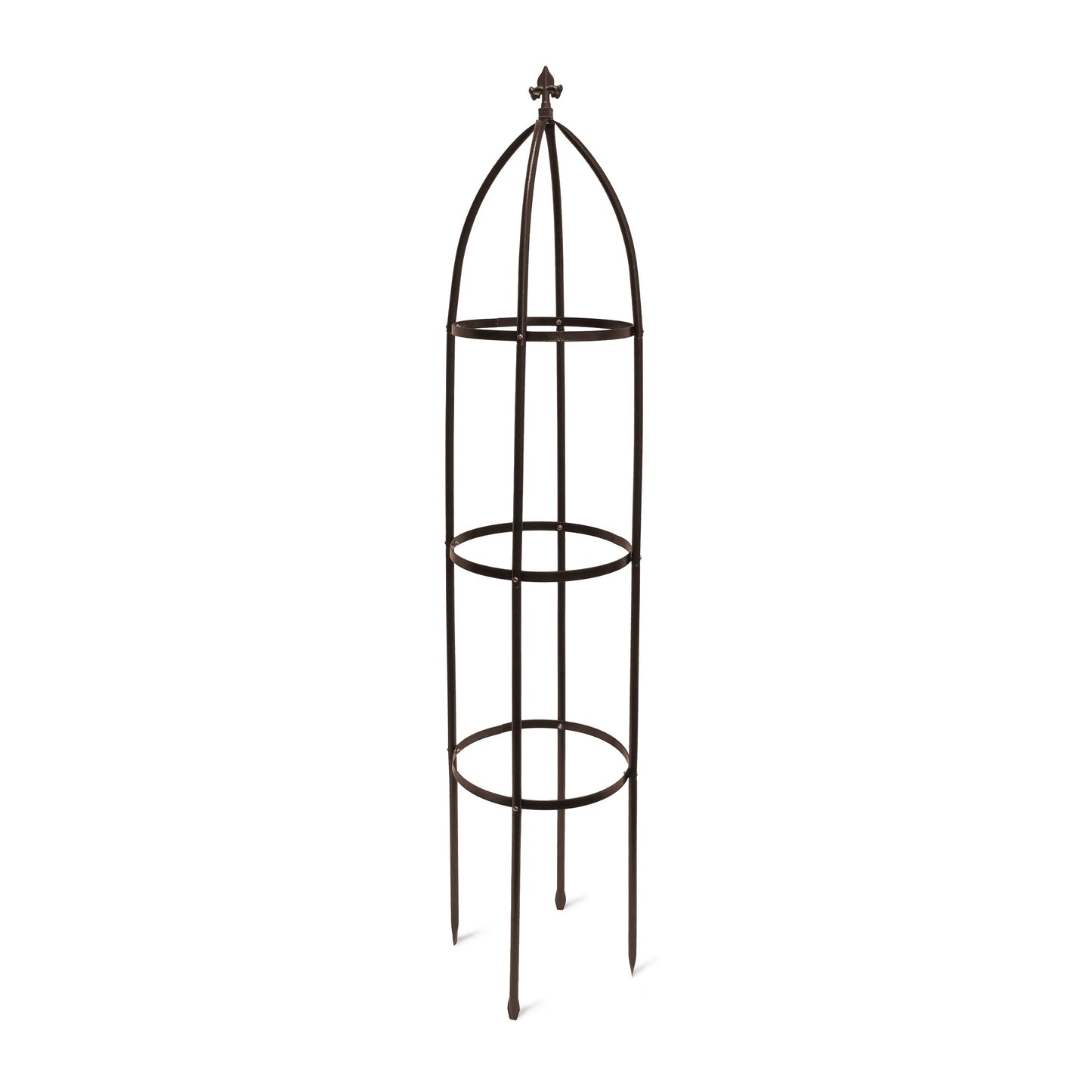 Relaxdays Metal Obelisk, 190 cm, Trellis for Climbing Plants, Support for Flowers and Vines, Brown