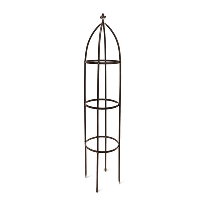 Relaxdays Metal Obelisk, 190 cm, Trellis for Climbing Plants, Support for Flowers and Vines, Brown