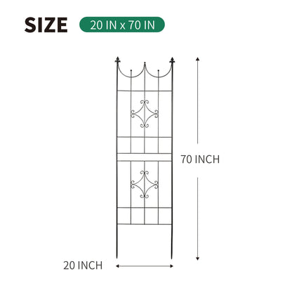 SCENDOR 1 Pack Garden Trellis, 70"H x 20"W Gardening Trellis, Garden Climbing Aid for Plants, Rustproof Metal Arch Trellises Vines Plant Support for