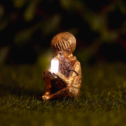 Solar Boy & Girl Resin Garden LED Ornaments