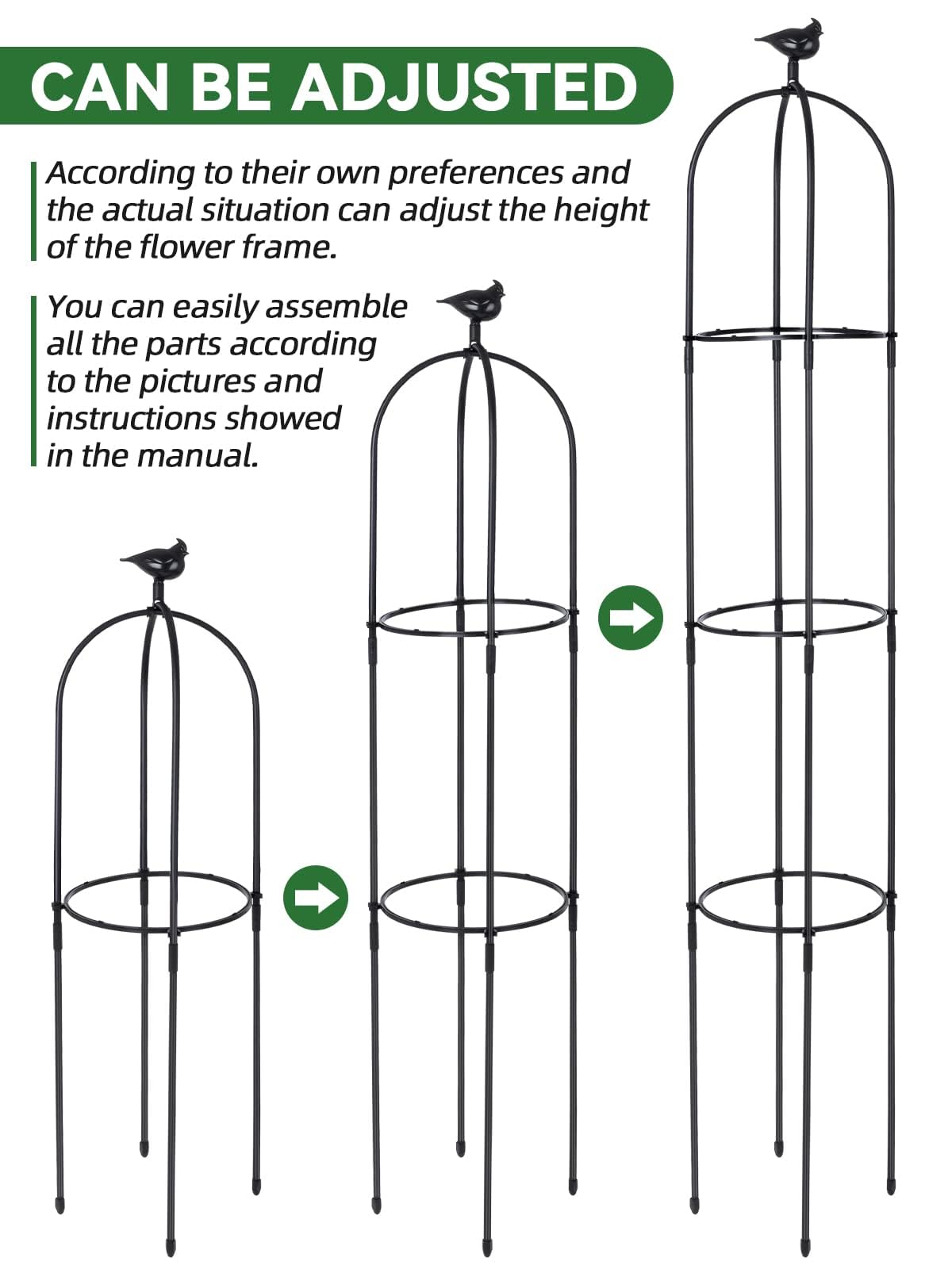 2PCS Garden Trellis for Climbing Plants, Kalolary 6FT Black Garden Tower Obelisk Trellises Rustproof Metal Potted Plant Climbing Support