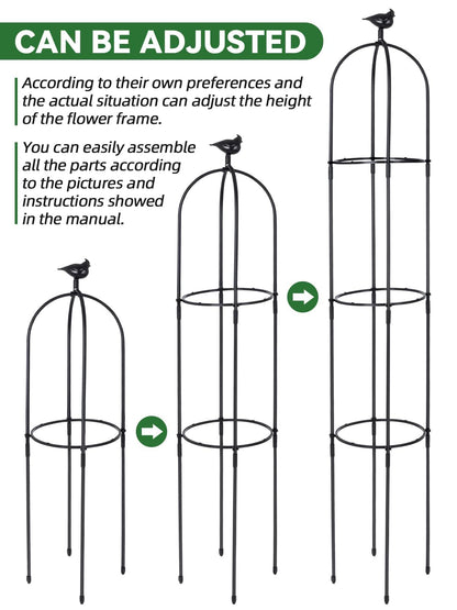 2PCS Garden Trellis for Climbing Plants, Kalolary 6FT Black Garden Tower Obelisk Trellises Rustproof Metal Potted Plant Climbing Support