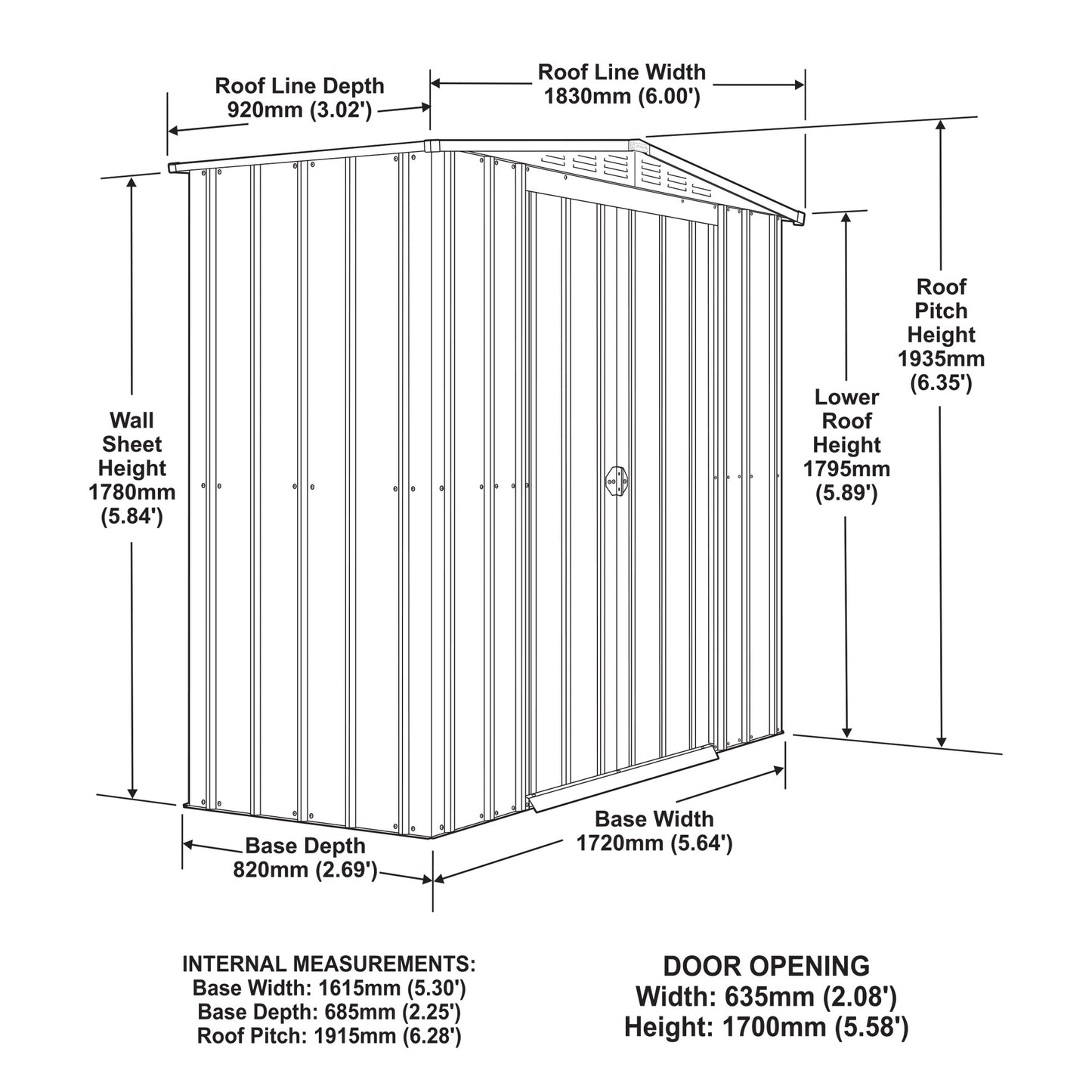 6x3 Globel Apex Metal Shed