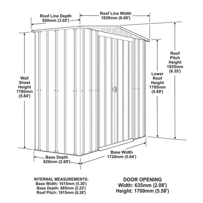 6x3 Globel Apex Metal Shed