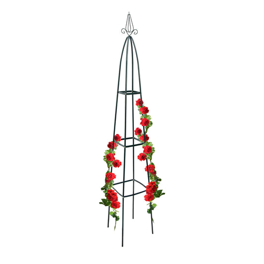 Relaxdays Obelisk Climbing Plant Support Garden Trellis 200cm, Green