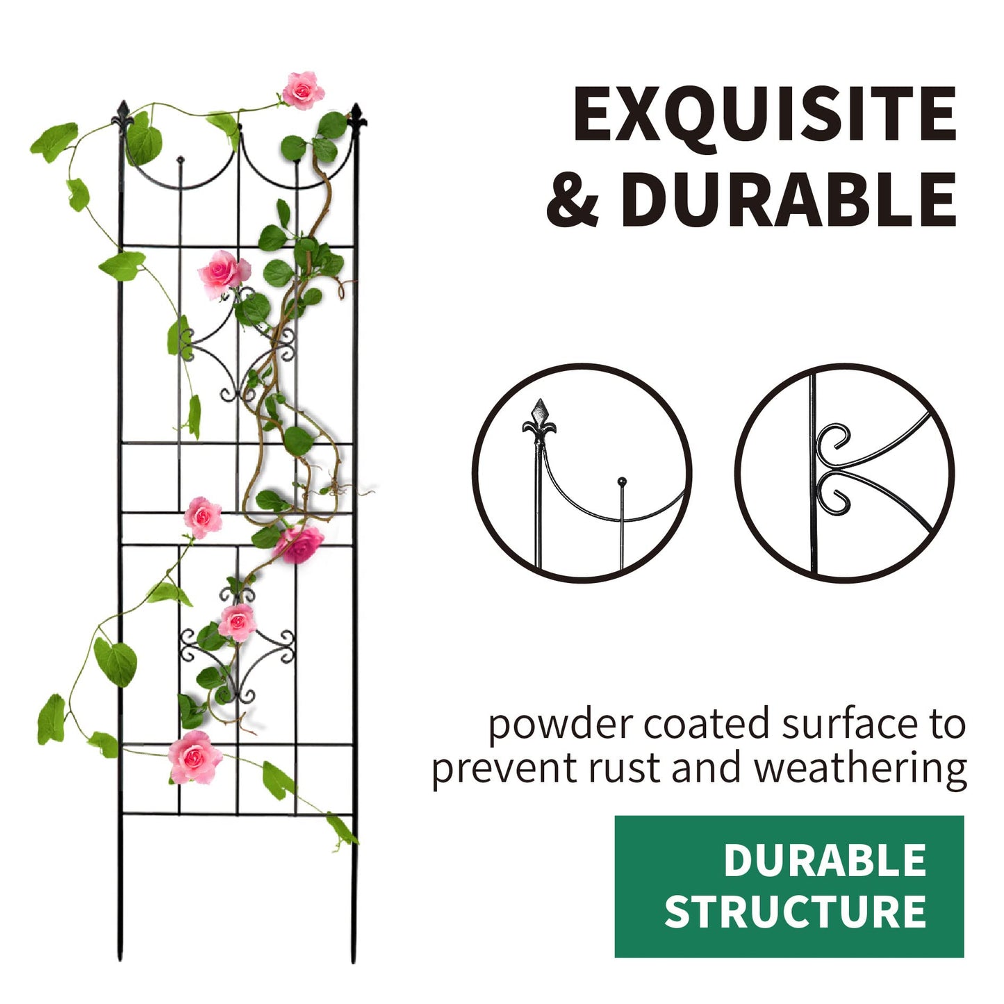 SCENDOR 1 Pack Garden Trellis, 70"H x 20"W Gardening Trellis, Garden Climbing Aid for Plants, Rustproof Metal Arch Trellises Vines Plant Support for