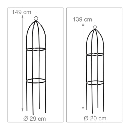 Relaxdays Trellis Tower Set of 2, Freestanding, Growth Support For Roses, Climbing Plants, Weatherproof, H: 139 x 149 cm, Black