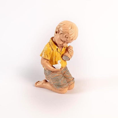Solar Boy Garden Ornament LED Light Up Flashlight Duck Outdoor Stone Effect