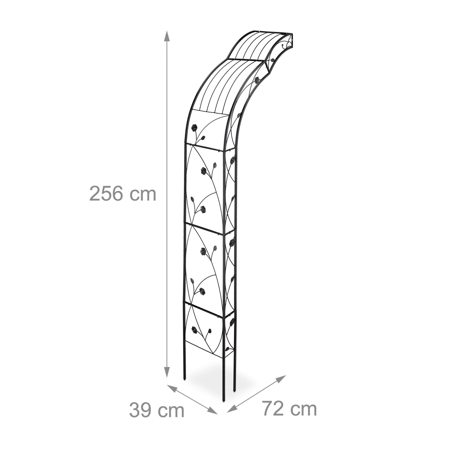 Relaxdays half round plant support, wall-mounted garden arch, trellis for roses, obelisk, outdoor, iron, black