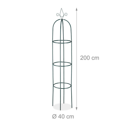 Relaxdays Growth Support, Freestanding Trellis for Wine & Tomatoes, XL Garden Obelisk, H: 200 cm, Dark Green