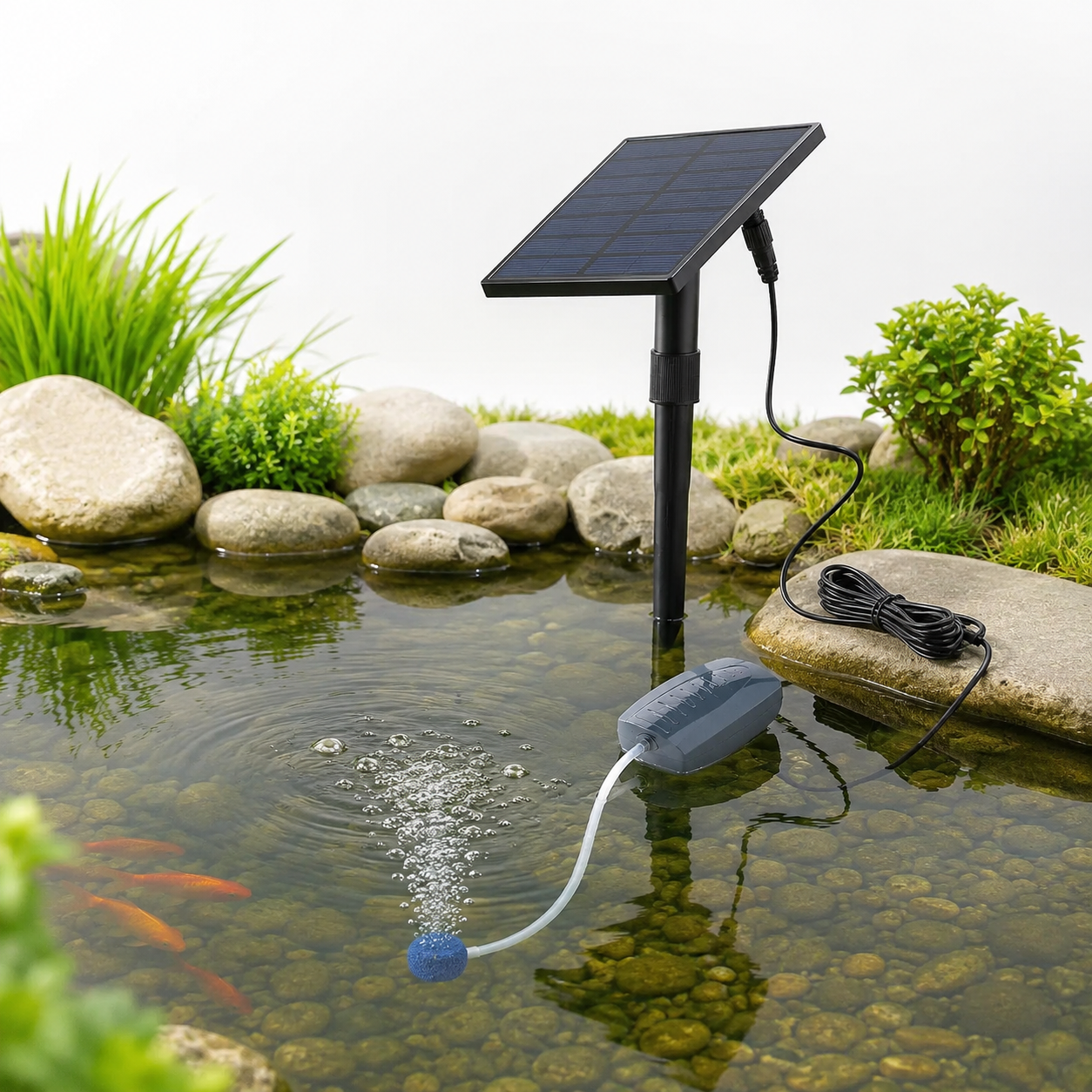 Solar Powered Pond Air Pump & Oxygenator for Garden Ponds, Fish Tanks & Outdoor Water Features