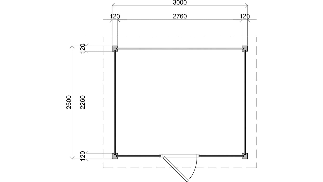 Lugarde Select - Wolverhampton Modern log Cabin 300x250cm