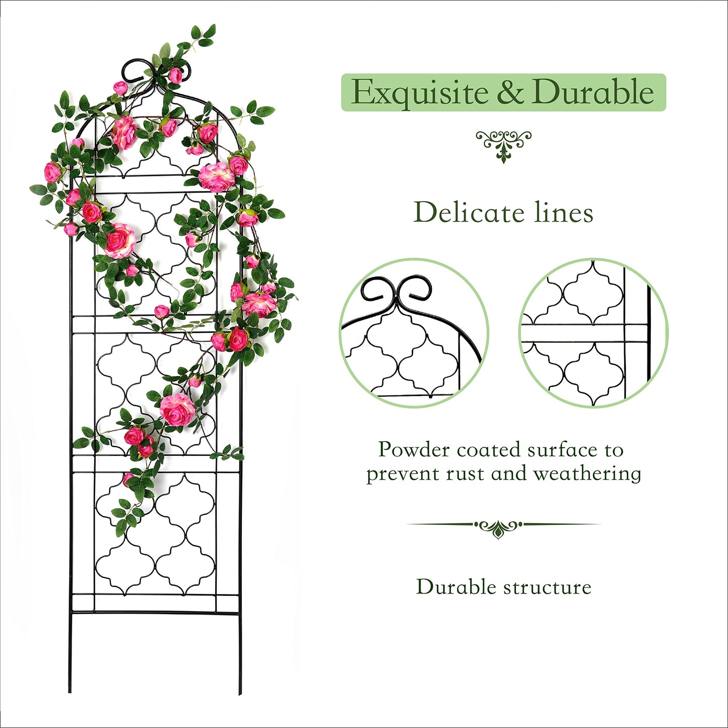 SCENDOR Garden Trellis for Vines and Climbing Plants Outdoor, Iron Wire Lattices Grid Panels for Potted Climbing Pergola Cucumber Tomato Rose