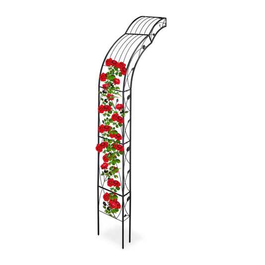 Relaxdays half round plant support, wall-mounted garden arch, trellis for roses, obelisk, outdoor, iron, black