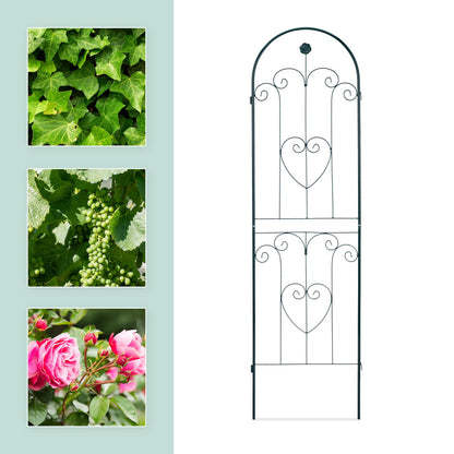 Relaxdays Trellis Set of 2, Metal, 180 x 50 cm, Garden Climbing Aid, Vintage, Arch, Freestanding, Dark Green