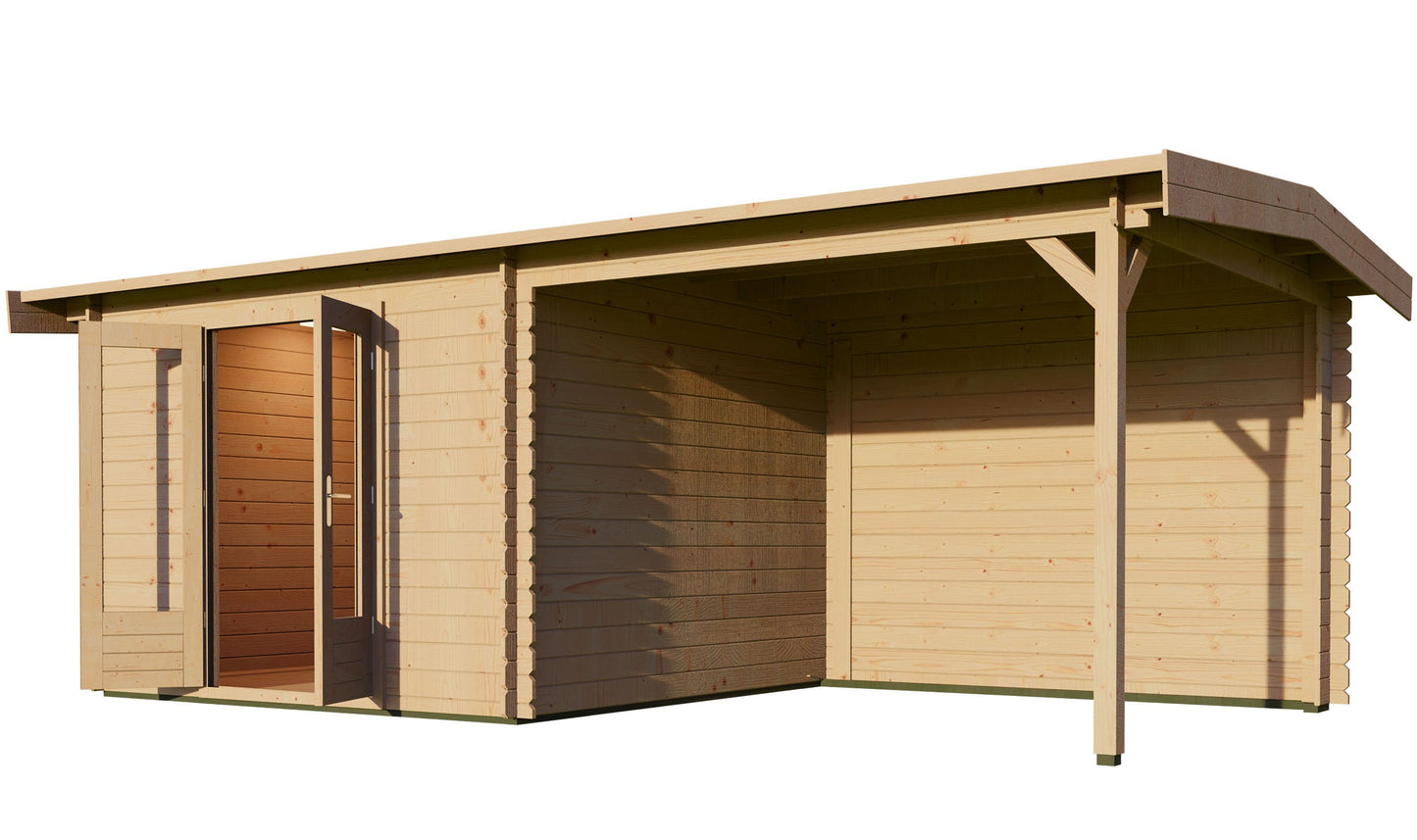 Apex 3m x 6m Log Cabin with Canopy