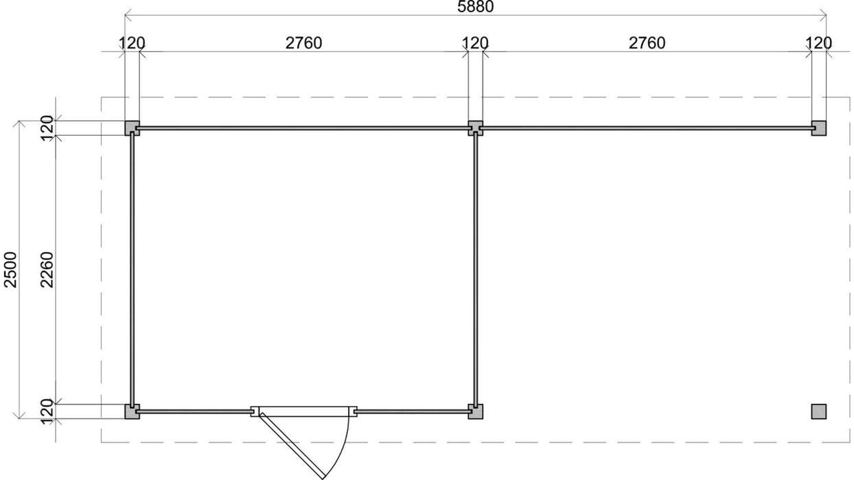 Lugarde Select - Gloucester Modern log Cabin 300x250cm with 300cm Canopy