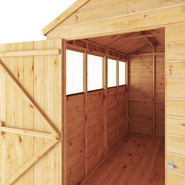 Mercia Premium Woodsman Shiplap Apex Shed 8'x4' - Styrene Windows