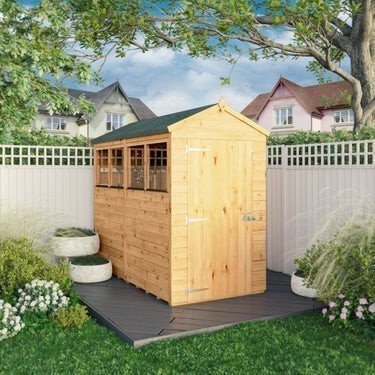 Mercia Premium Woodsman Shiplap Apex Shed 8'x4' - Glass Windows