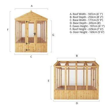 8 x 6 Woodsman Apex Greenhouse - Glass