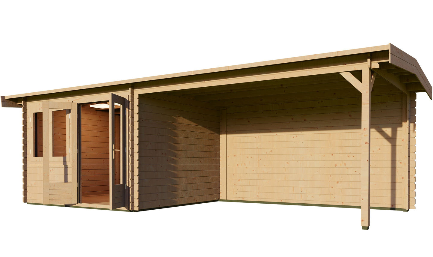 Apex 3m x 6m Log Cabin with Canopy