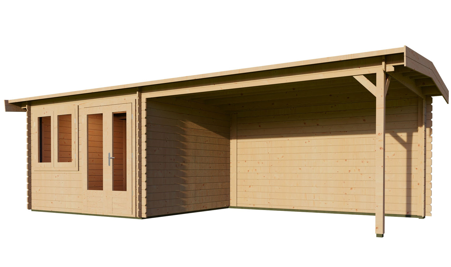 Apex 3m x 6m Log Cabin with Canopy