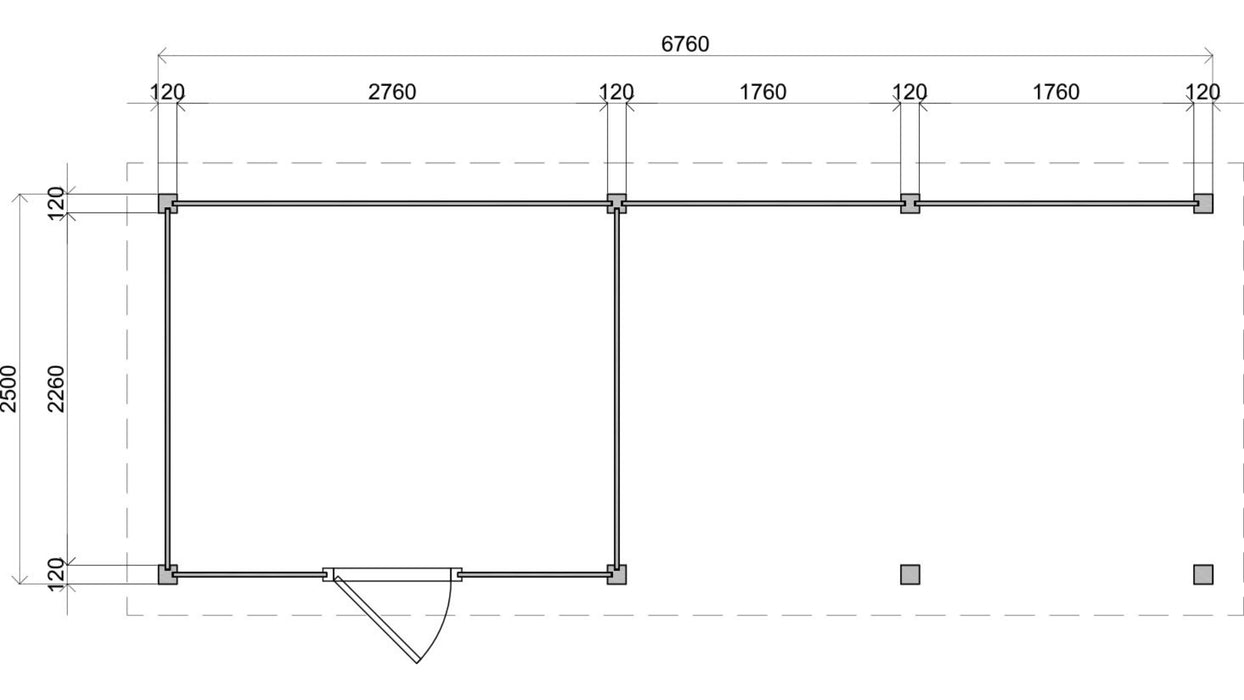 Lugarde Select - Edinburgh Modern log Cabin 300x250cm with 400cm Canopy