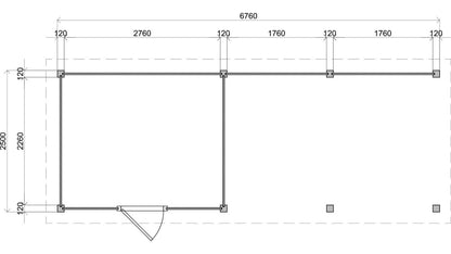 Lugarde Select - Edinburgh Modern log Cabin 300x250cm with 400cm Canopy