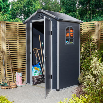 Rowlinson Airevale Apex Plastic Shed 4'x3' - Dark Grey
