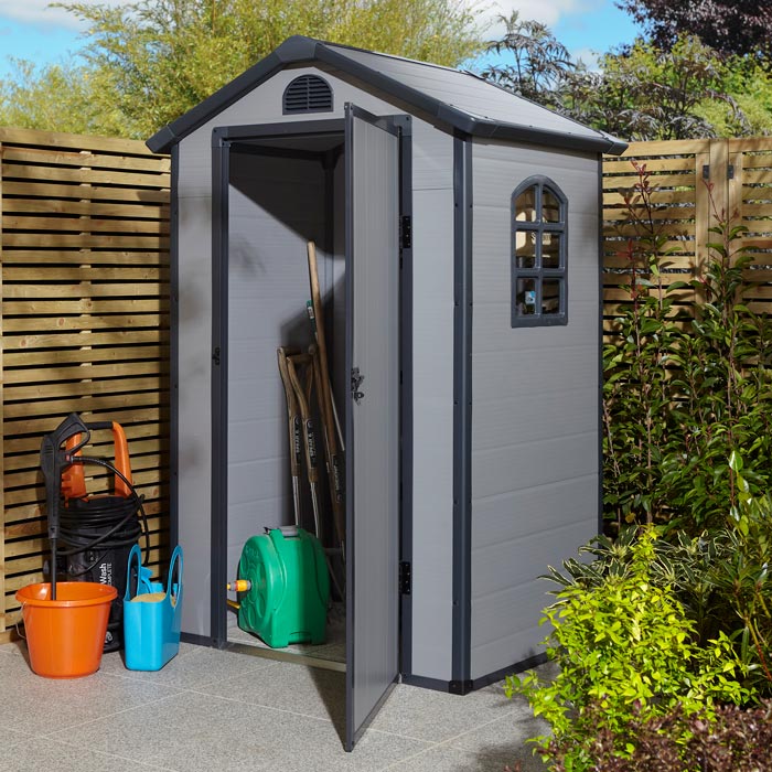 Rowlinson Airevale Apex Plastic Shed 4'x3' - Light Grey