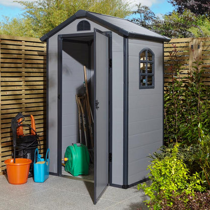 Rowlinson Airevale Apex Plastic Shed 4'x3' - Light Grey