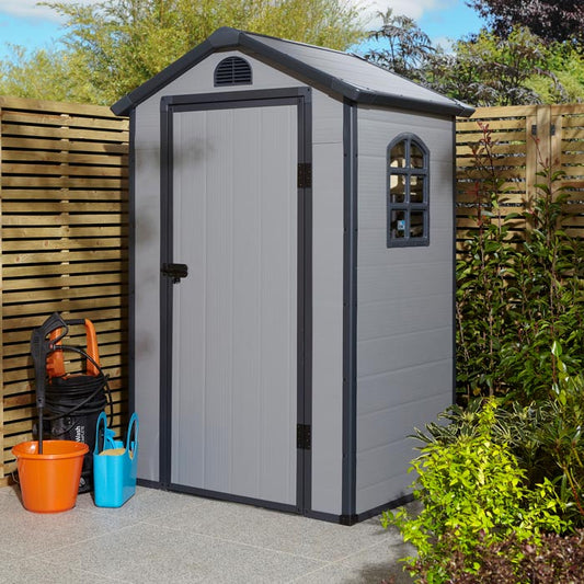 Rowlinson Airevale Apex Plastic Shed 4'x3' - Light Grey