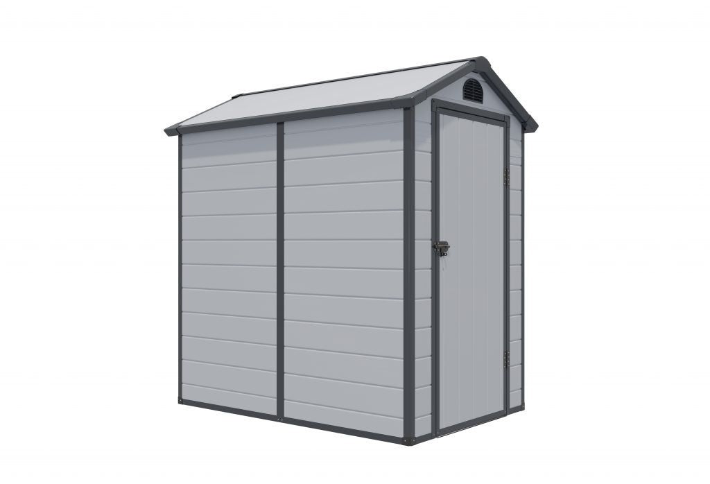 Rowlinson Airevale Apex Plastic Shed 4'x6' - Light Grey