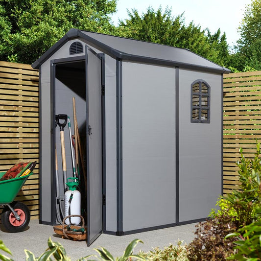 Rowlinson Airevale Apex Plastic Shed 4'x6' - Light Grey