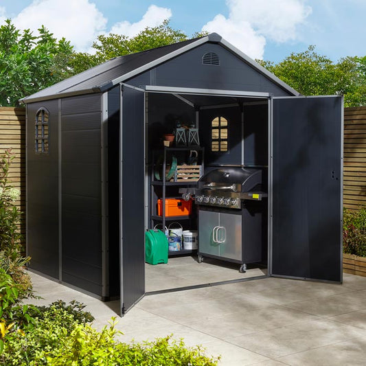 Rowlinson Airevale Apex Plastic Shed 8'x6' - Dark Grey