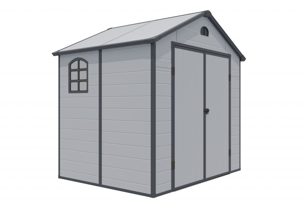 Rowlinson Airevale Apex Plastic Shed 8'x6' - Light Grey