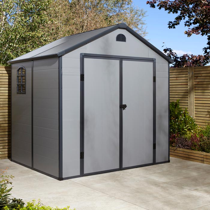 Rowlinson Airevale Apex Plastic Shed 8'x6' - Light Grey