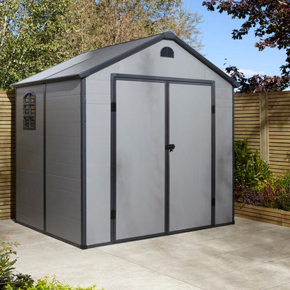 Rowlinson Airevale Apex Plastic Shed 8'x6' - Light Grey