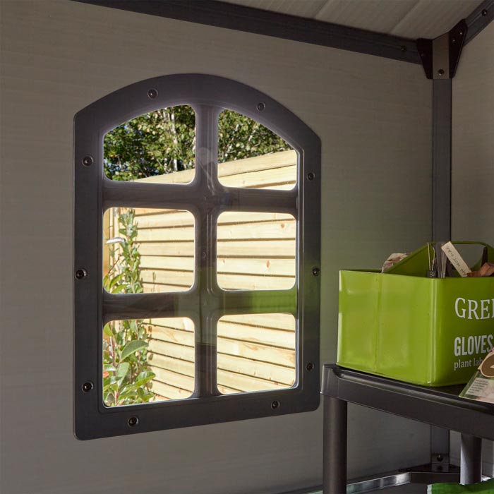 Rowlinson Airevale Apex Plastic Shed 8'x6' - Light Grey