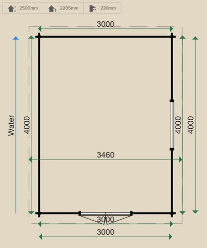 Lugarde Yale 44mm Log Cabin 3m x 4m