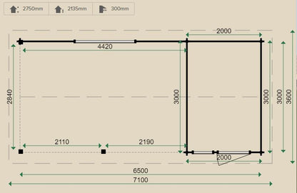 Lugarde Hannover Log Cabin 3m x 6.5m - including Internal Floor