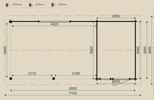 Lugarde Hannover Log Cabin 3m x 6.5m - including Internal Floor