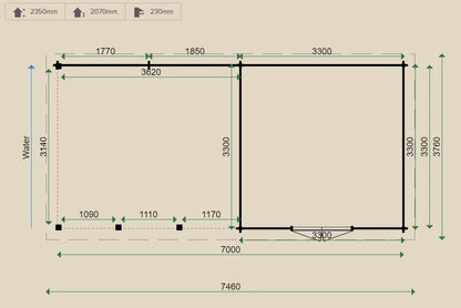 Lugarde Vera 44mm Log Cabin 3.3m x 7m