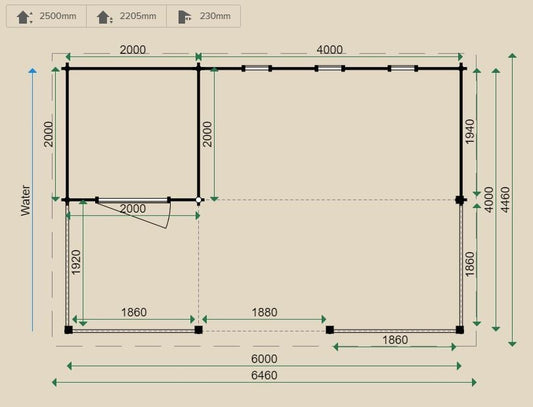 Lugarde Saloon 44mm Log Cabin 4m x 6m