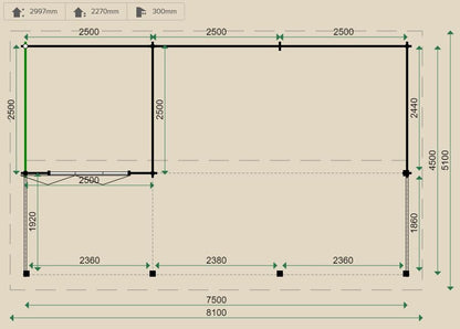 Kingswood Log Cabin 44mm (400cm x 750cm)