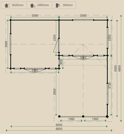 Geneva Log Cabin and veranda 3mx6m