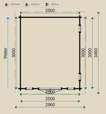 Lugarde Bravo 44mm Log Cabin 3mx2.5m
